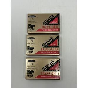 3- Maxell Camcorder Video Tapes VHS-C TC-30 HGX Gold Premium High Grade* New*